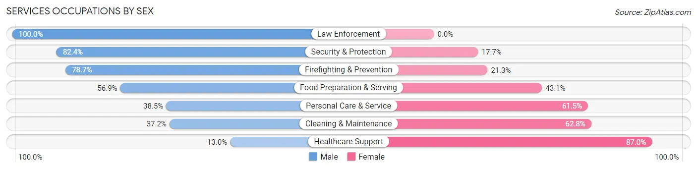 Services Occupations by Sex in Zip Code 33446