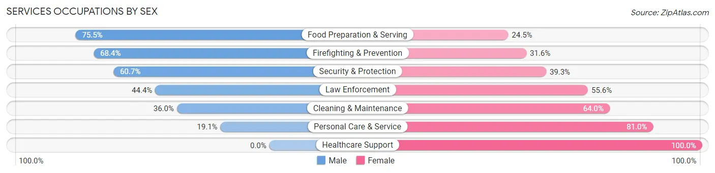 Services Occupations by Sex in Zip Code 33493