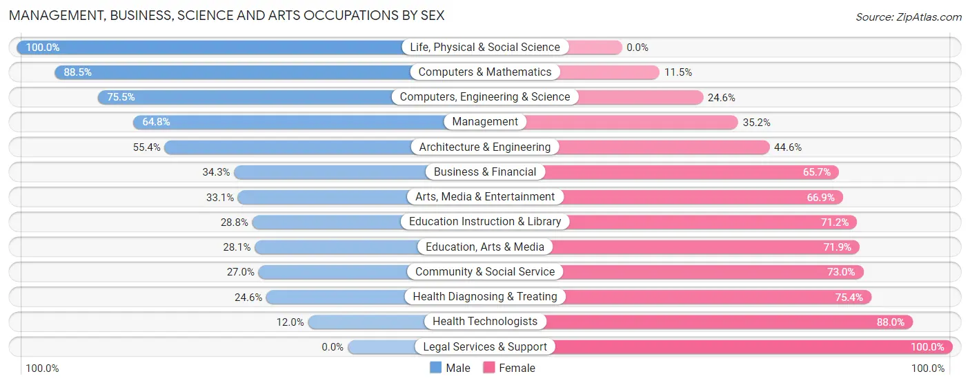 Management, Business, Science and Arts Occupations by Sex in Zip Code 33570