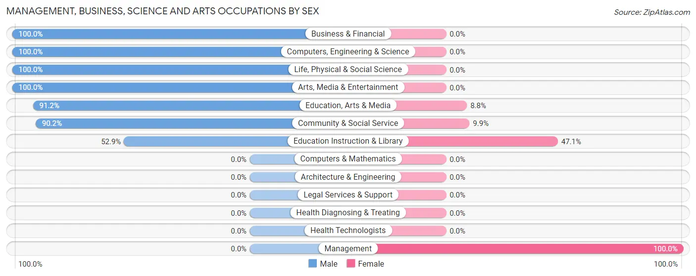 Management, Business, Science and Arts Occupations by Sex in Zip Code 33574