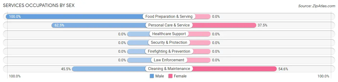 Services Occupations by Sex in Zip Code 33574