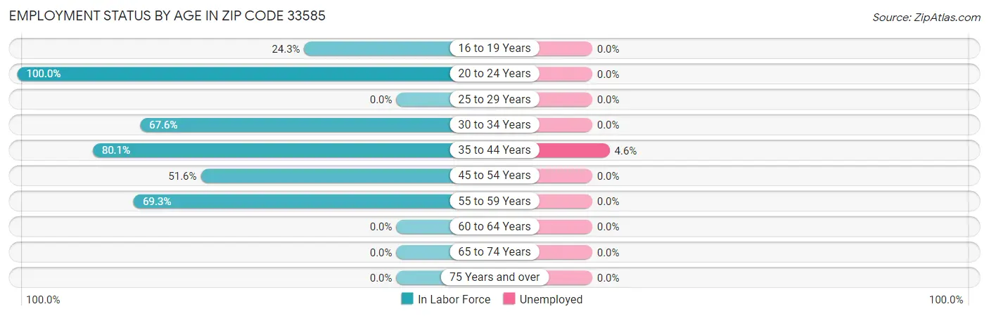 Employment Status by Age in Zip Code 33585