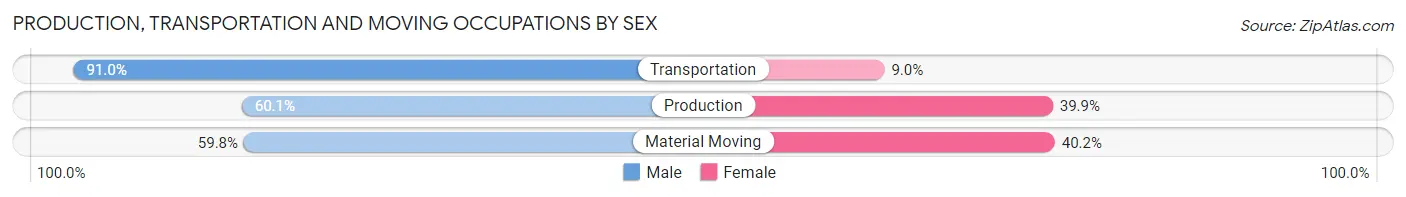 Production, Transportation and Moving Occupations by Sex in Zip Code 33615