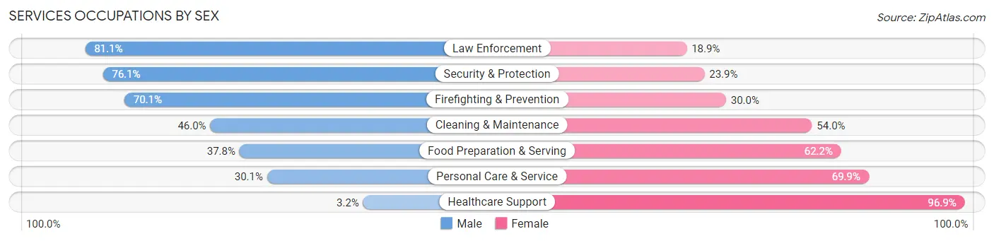 Services Occupations by Sex in Zip Code 33615