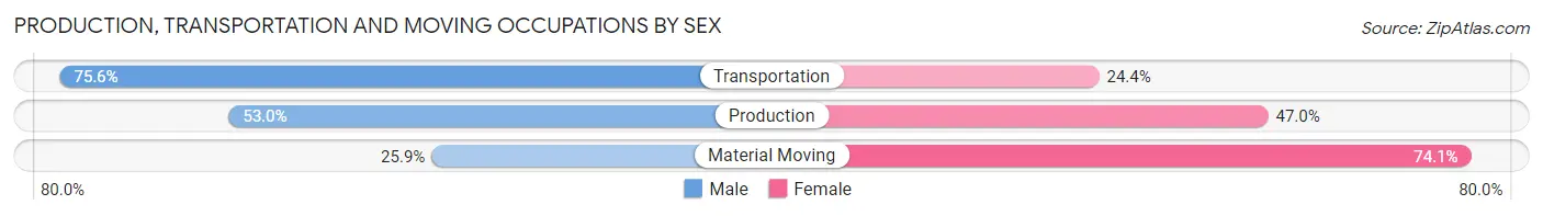 Production, Transportation and Moving Occupations by Sex in Zip Code 33618