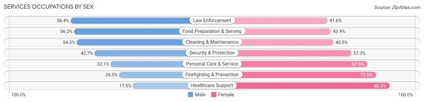 Services Occupations by Sex in Zip Code 33618