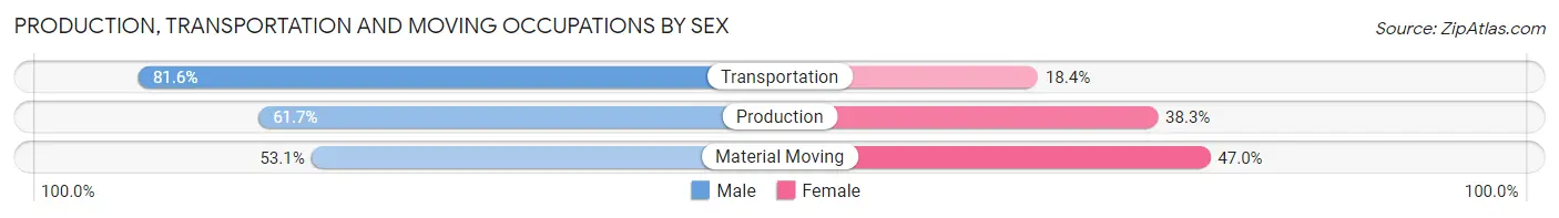Production, Transportation and Moving Occupations by Sex in Zip Code 33625