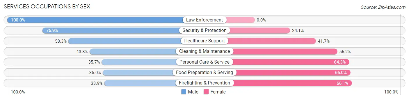 Services Occupations by Sex in Zip Code 33765