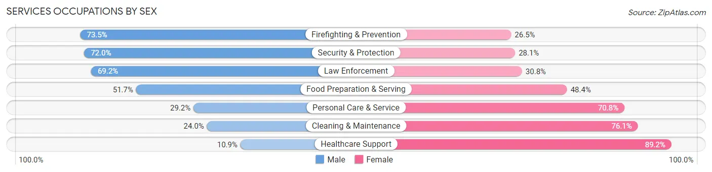Services Occupations by Sex in Zip Code 33801