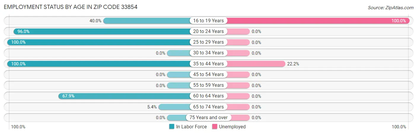 Employment Status by Age in Zip Code 33854