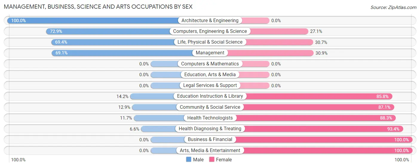 Management, Business, Science and Arts Occupations by Sex in Zip Code 33873