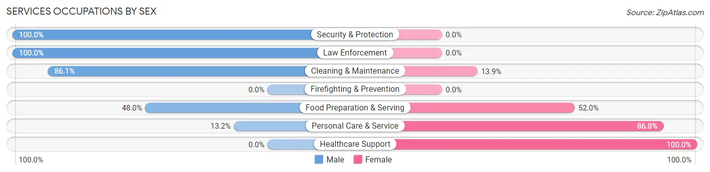 Services Occupations by Sex in Zip Code 33873