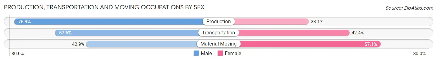 Production, Transportation and Moving Occupations by Sex in Zip Code 34103