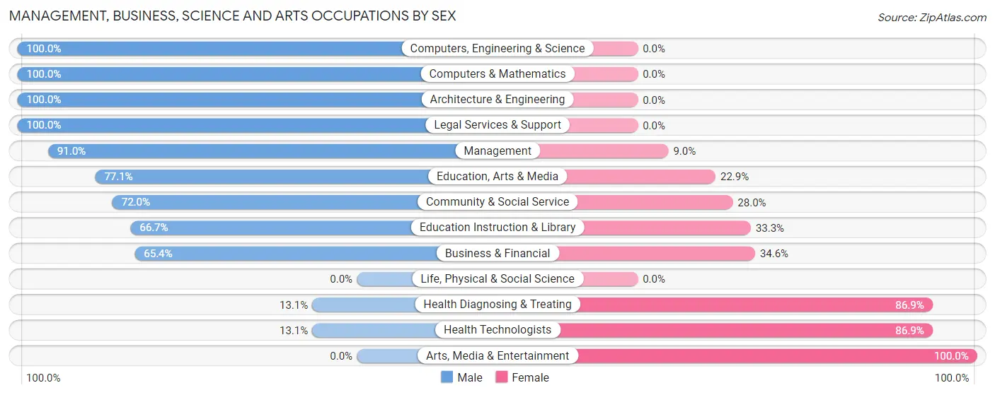 Management, Business, Science and Arts Occupations by Sex in Zip Code 34201