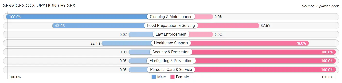 Services Occupations by Sex in Zip Code 34291