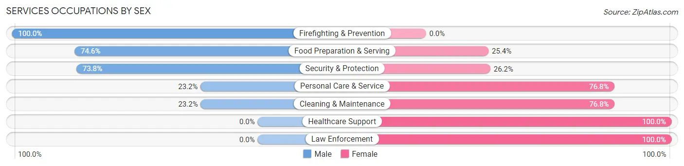 Services Occupations by Sex in Zip Code 34607