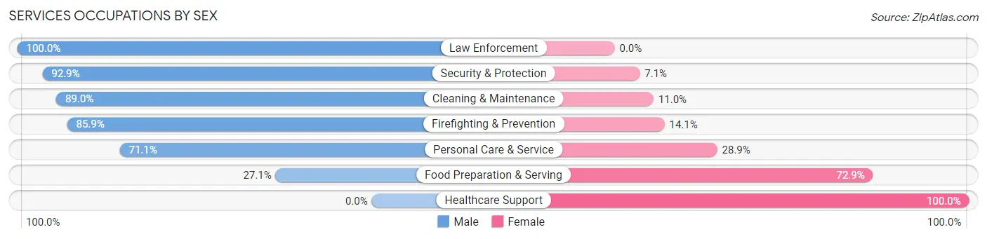 Services Occupations by Sex in Zip Code 34695