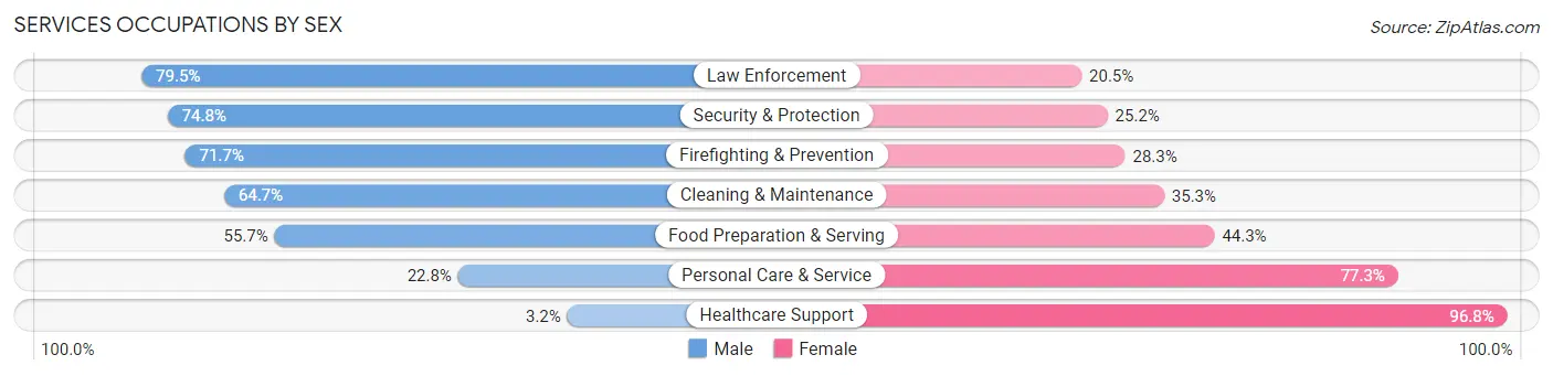 Services Occupations by Sex in Zip Code 34698