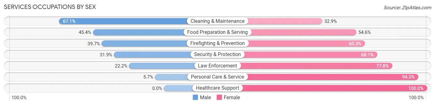 Services Occupations by Sex in Zip Code 34748