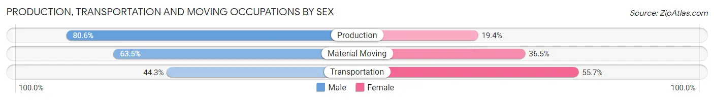 Production, Transportation and Moving Occupations by Sex in Zip Code 34946