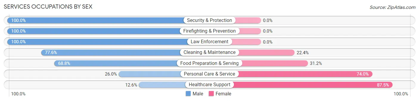 Services Occupations by Sex in Zip Code 34957