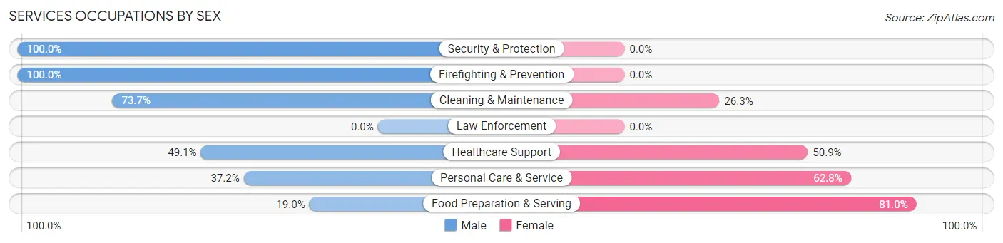 Services Occupations by Sex in Zip Code 34981