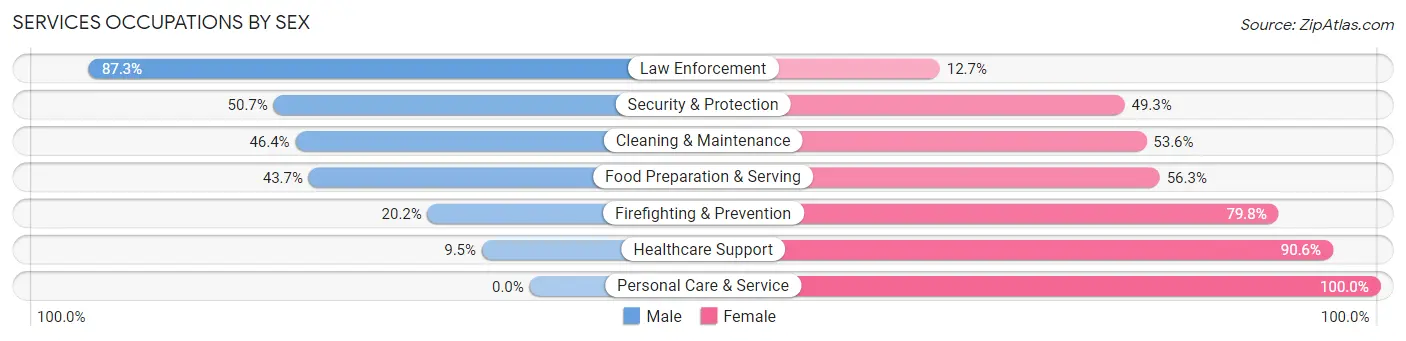 Services Occupations by Sex in Zip Code 34986