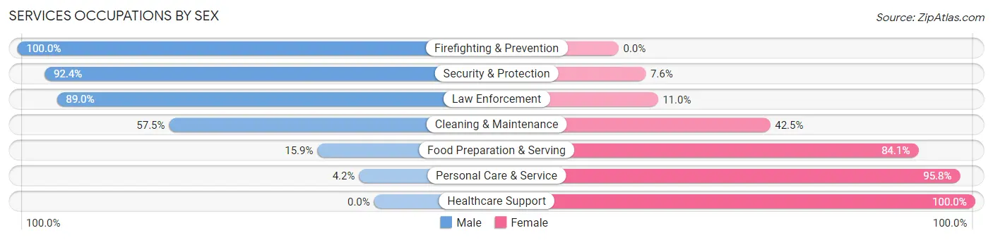 Services Occupations by Sex in Zip Code 35040