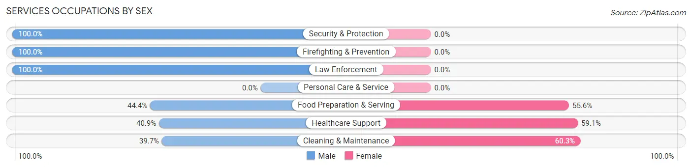 Services Occupations by Sex in Zip Code 35221