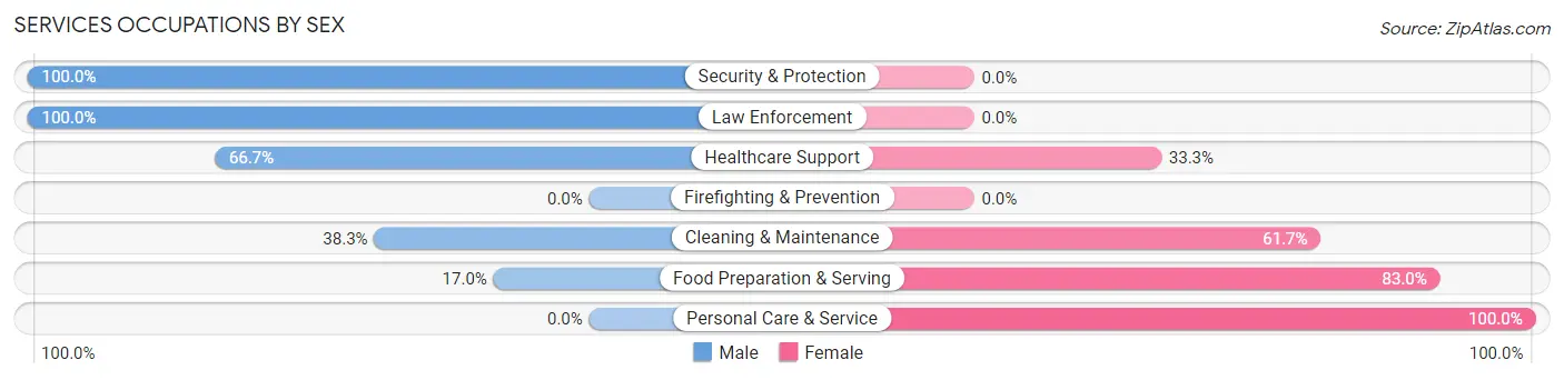 Services Occupations by Sex in Zip Code 35581