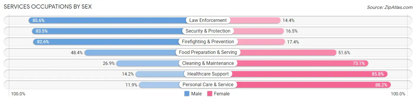 Services Occupations by Sex in Zip Code 35603