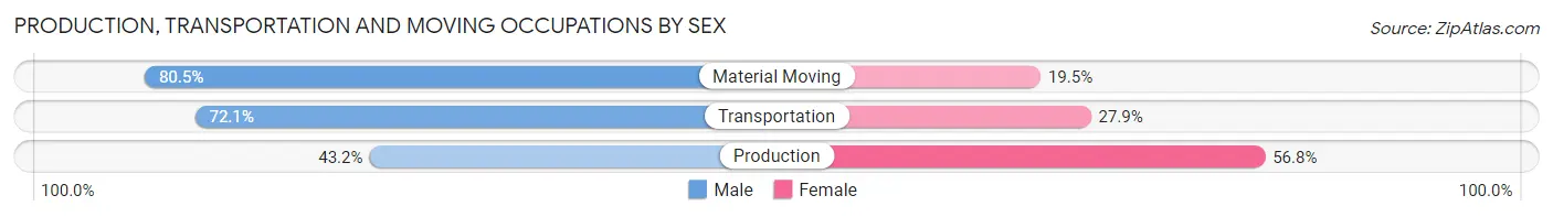 Production, Transportation and Moving Occupations by Sex in Zip Code 35805