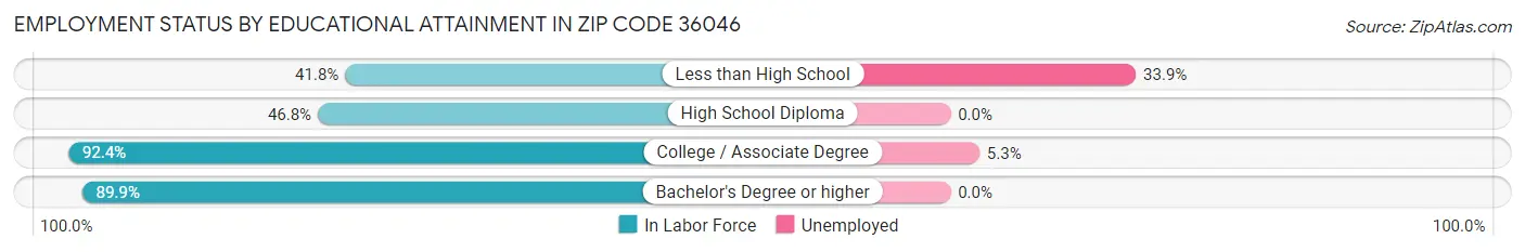 Employment Status by Educational Attainment in Zip Code 36046