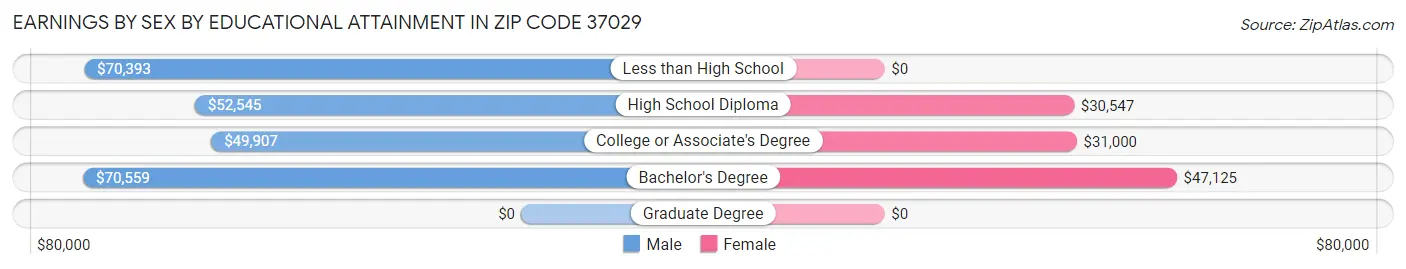 Earnings by Sex by Educational Attainment in Zip Code 37029