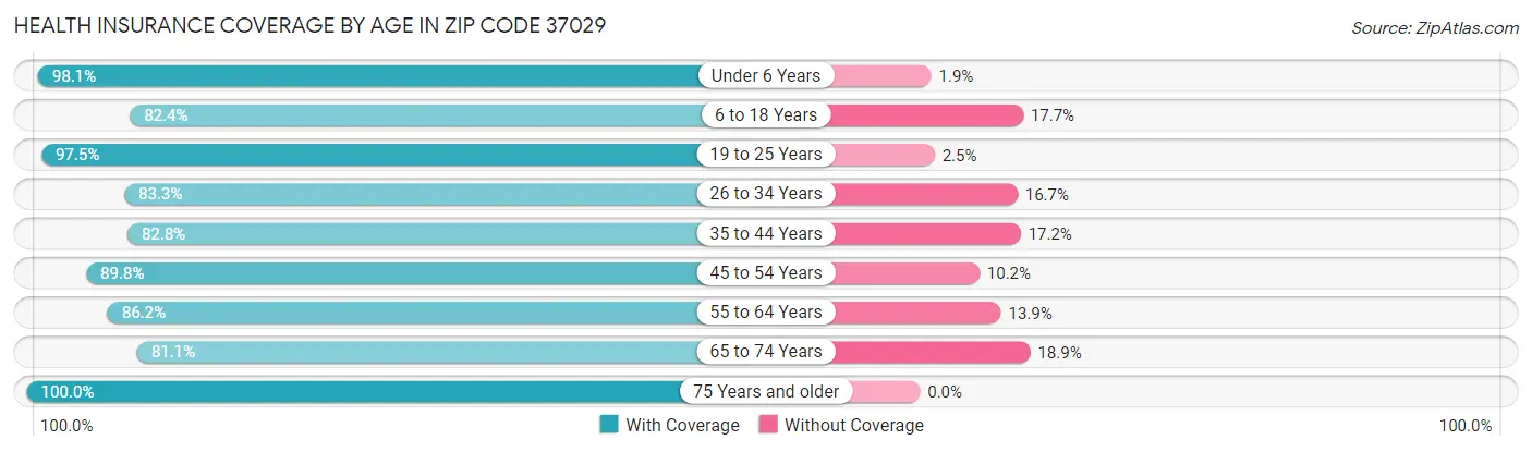 Health Insurance Coverage by Age in Zip Code 37029