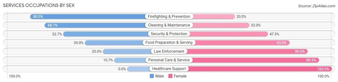 Services Occupations by Sex in Zip Code 37090