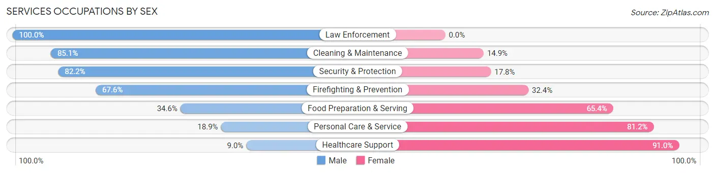 Services Occupations by Sex in Zip Code 37128
