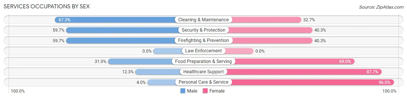 Services Occupations by Sex in Zip Code 37208