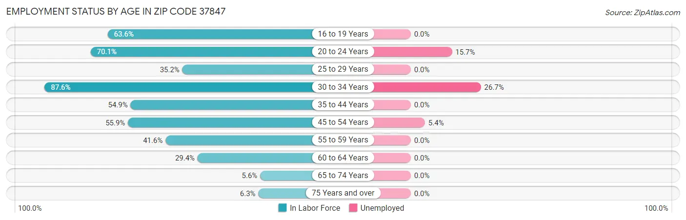 Employment Status by Age in Zip Code 37847