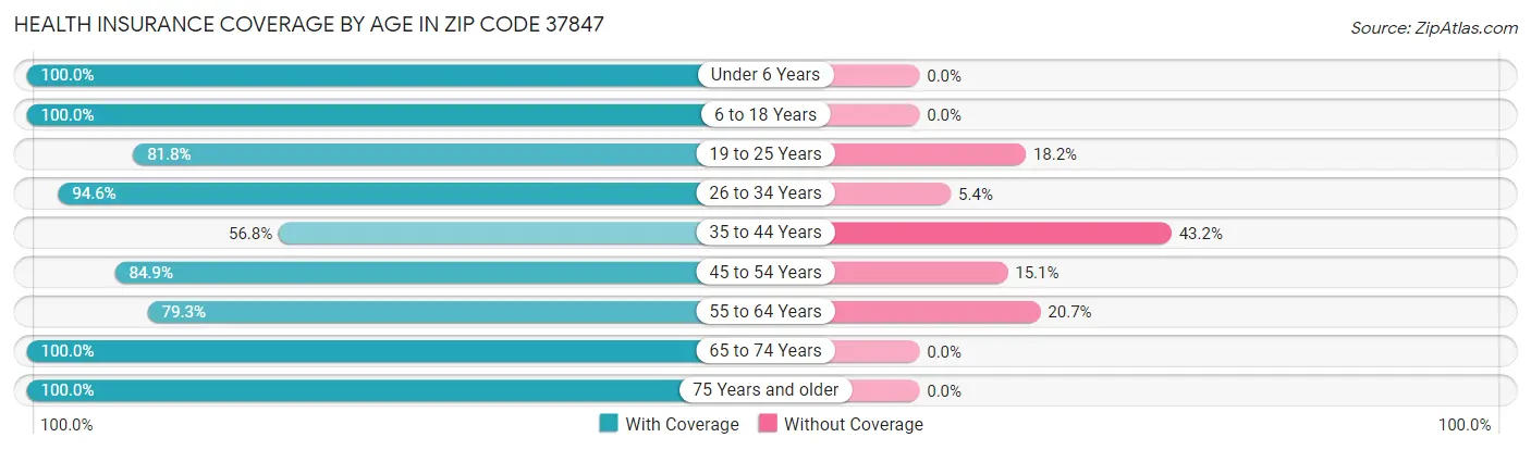 Health Insurance Coverage by Age in Zip Code 37847