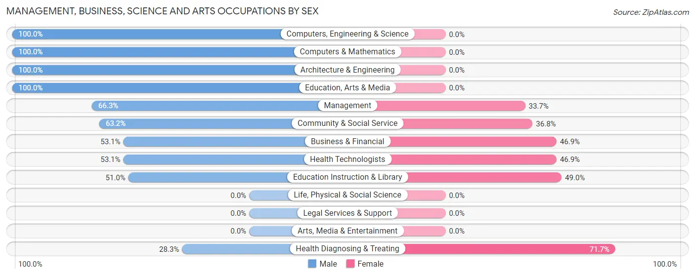 Management, Business, Science and Arts Occupations by Sex in Zip Code 37847