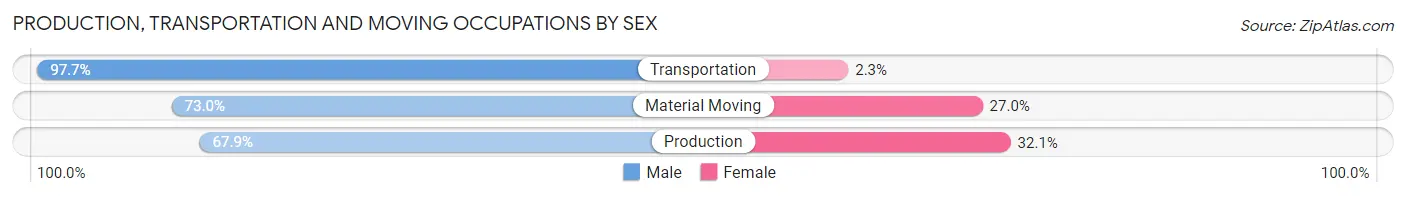 Production, Transportation and Moving Occupations by Sex in Zip Code 37874