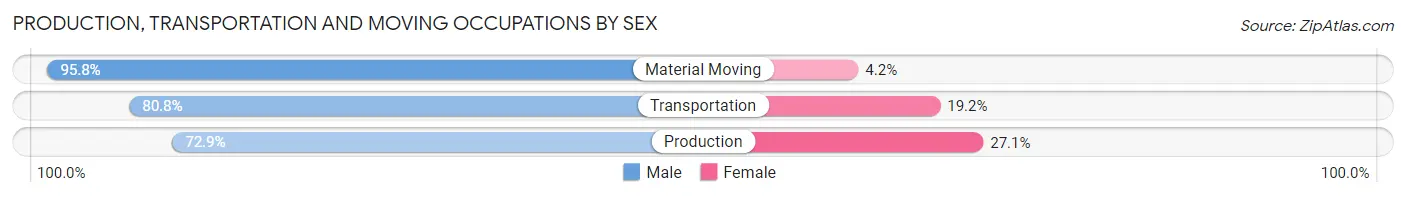 Production, Transportation and Moving Occupations by Sex in Zip Code 37938