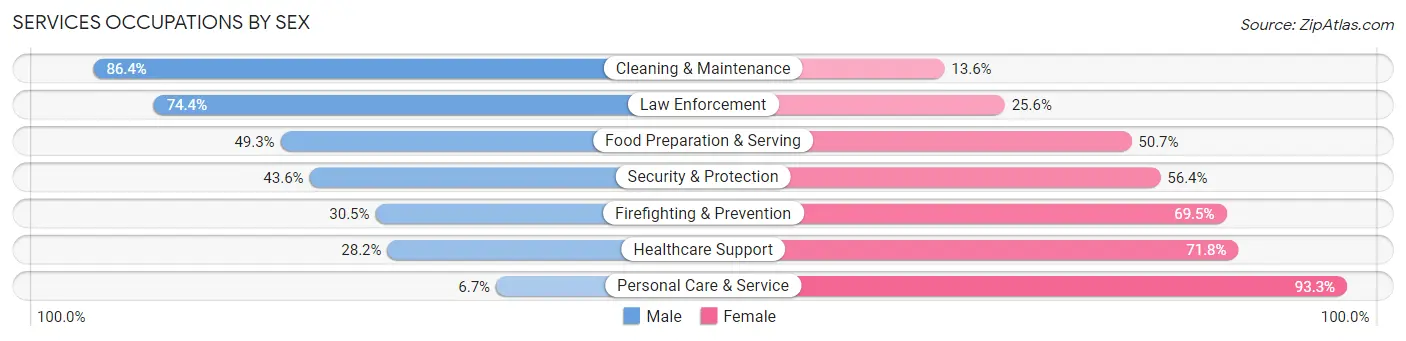 Services Occupations by Sex in Zip Code 37938