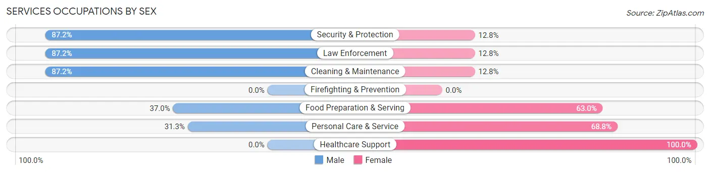 Services Occupations by Sex in Zip Code 38034