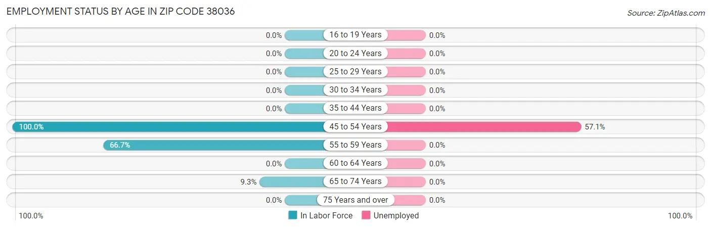 Employment Status by Age in Zip Code 38036