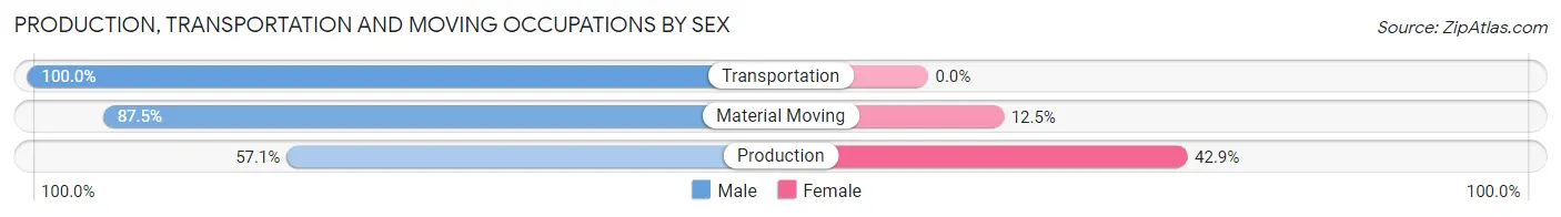 Production, Transportation and Moving Occupations by Sex in Zip Code 38044