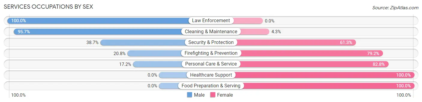 Services Occupations by Sex in Zip Code 38057