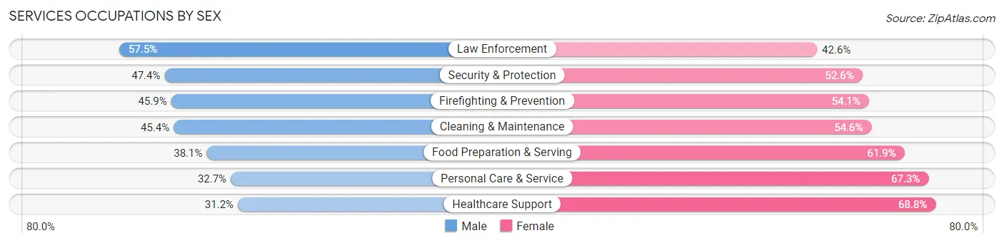 Services Occupations by Sex in Zip Code 38109