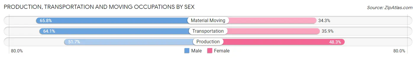 Production, Transportation and Moving Occupations by Sex in Zip Code 38114